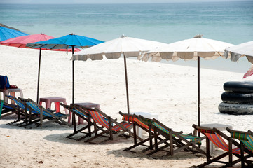 Umbrellas and beach chairs on Hat Sai Kaeo beach.