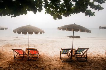 Umbrellas and beach chairs on Hat Sai Kaeo beach.