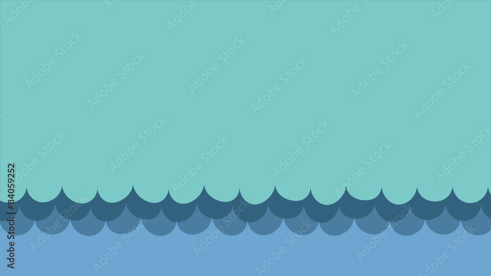 Poster blue waves background, video animation, hd 1080