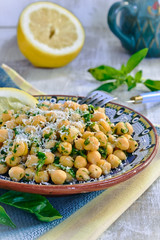 Chickpea salad with lemon, Parmesan cheese 