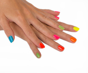 Bright manicure woman's hands
