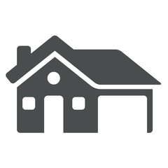 Icono aislado casa con garaje gris