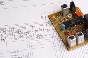 Electronic circuit board isolated on a white