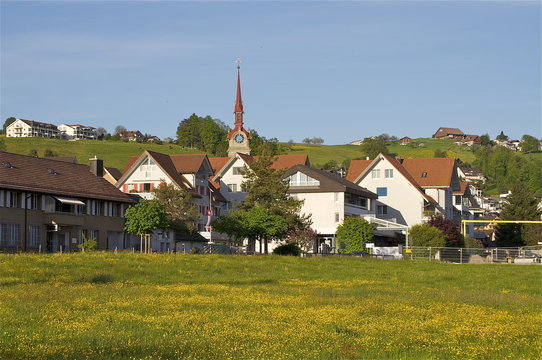 Dorf Oberägeri am Ägerisee, Schweiz