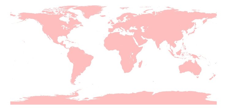 Weltkarte Farbe rosequarz