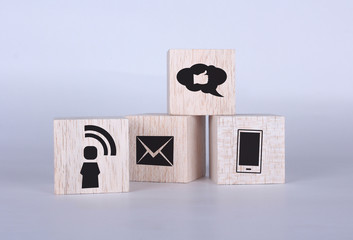 Social media wooden cubes