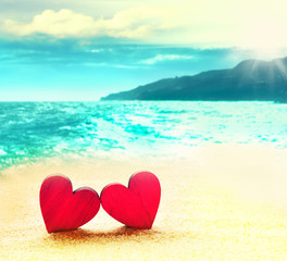 Two heart on the beach.