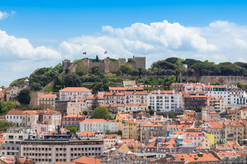 Fototapeta na wymiar Lisbon St Jorge Castle from Sao Pedro de Alcantara viewpoint - M