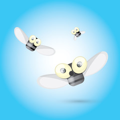 Obraz na płótnie Canvas cartoon cute bright fly insect 