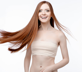 Naklejka premium Beautiful Woman with Clean Fresh Skin 
