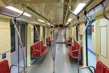 Interior view subway car