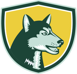 Siberian Husky Dog Head Crest Retro