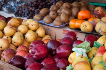 Various fresh fruits in the brazilian street market