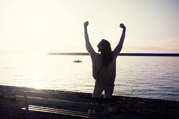 Fototapeta premium Happy woman on vacation.