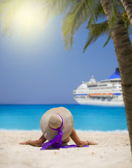 Fototapeta premium Woman relaxing beach