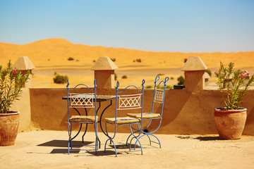 cafe in Merzouga village in Sahara desert