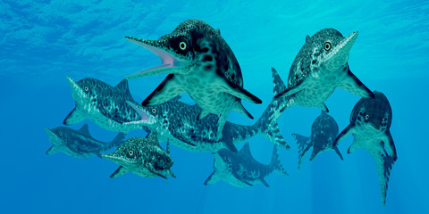 Ichthyosaur Hunting Group © Catmando