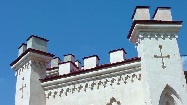 Architectural monument - the palace Puslovskih(Pusowski). This palace was built in 1838 on the western outskirts of the village Kossovo in republic of Belarus.