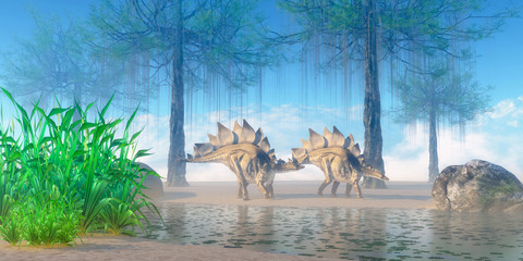 Stegosaurus Morning © Catmando
