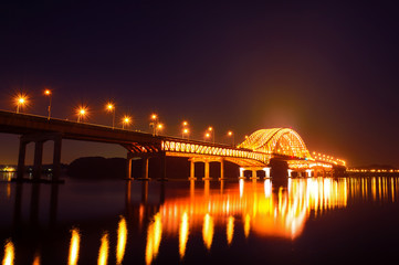 Fototapeta na wymiar Banghwa bridge at night in Seoul,Korea