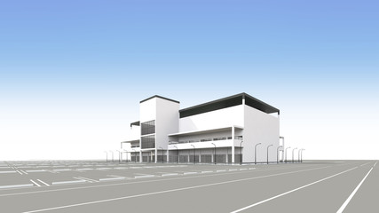 駐車場に車が無いショッピングセンター