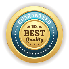 Light blue best quality badge with gold border