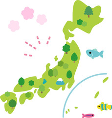 かわいい日本列島のイラスト