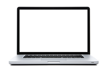 Laptop white screen on isolated white