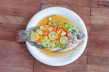 steamed Nilotica fish,thai style steamed fish in spicy sauce,woo