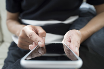 Men have a  smartphone