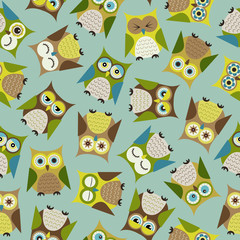 Obraz premium seamless owls retro pattern
