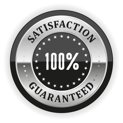 Black satisfaction badge with silver border