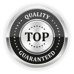 Black top quality badge with silver border