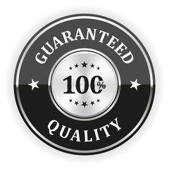 Black 100 percent quality badge with silver border