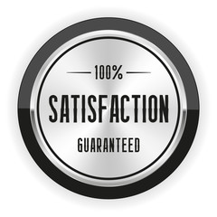 Silver satisfaction badge with black border