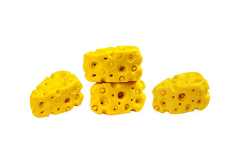 four cheese model from japanese clay on white background