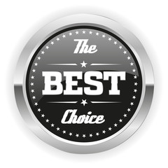 Black best choice badge with silver border
