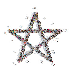 people in the shape of a star.