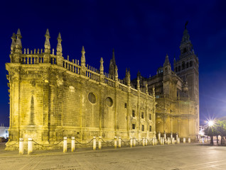 Fototapeta na wymiar Evening view of Seville Cathedral