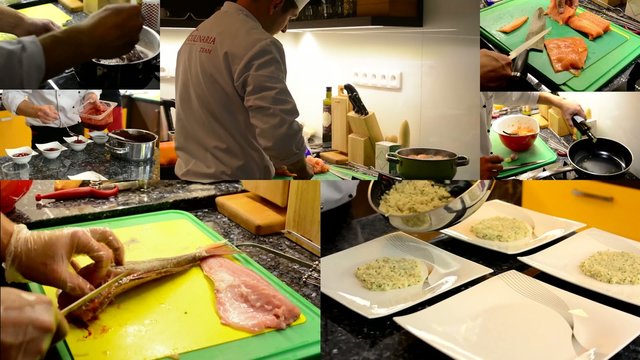 4K compilation (montage) - chef prepares food (meals) in the kitchen