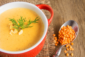 Lentil cream soup