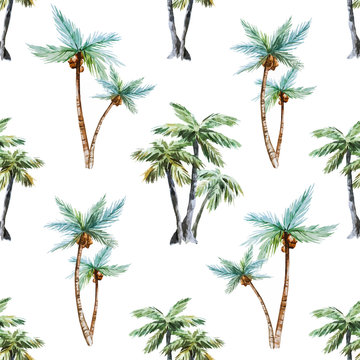 Watercolor palm trees pattern