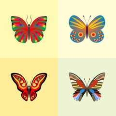Obraz na płótnie Canvas vector illustration set of abstract butterflies