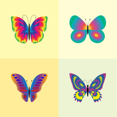 Obraz na płótnie Canvas vector illustration set of abstract butterflies