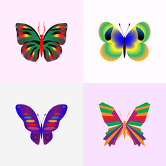 vector illustration set of abstract butterflies