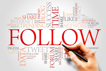 Follow word cloud, business concept