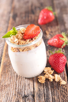 Yogurt,granola And Strawberry