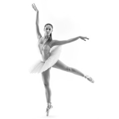 Young classical dancer isolated on white background. Ballerina p