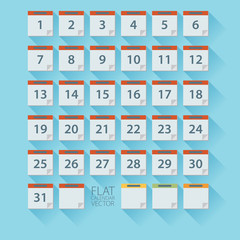Flat calendar icon. Date and time background.