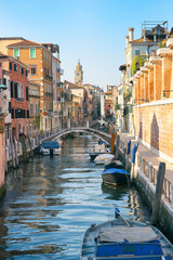 Obraz premium Scenic Sunset Scene Venice Italy Canal 
